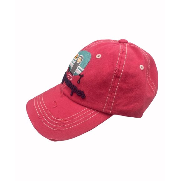 Happy Camper RV Embroidered Distressed Style Cap Hat NEW Fast Ship - Picture 2 of 4